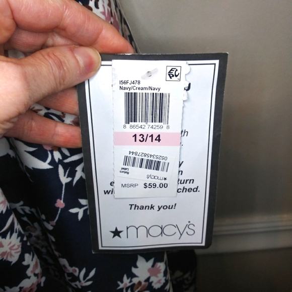 B. Darlin Navy & Mauve Rose Floral Halter Style Skater Dress - Picture 4 of 11